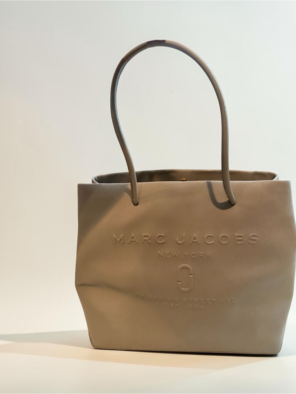 Marc Jacobs Gray Leather Tote with Embossed Logo